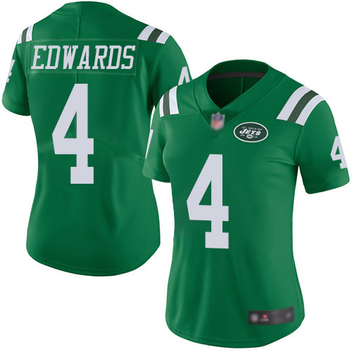 New York Jets Limited Green Women Lac Edwards Jersey NFL Football #4 Rush Vapor Untouchable
